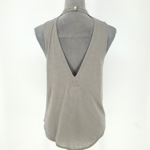 Chaser Top Womens Medium Gray Blouse Stretch Knit Open Back Sleeveless New - Picture 2 of 14
